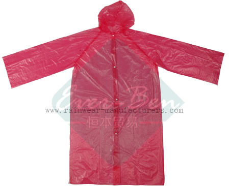 Disposable Red PE Raincoat for Adult 